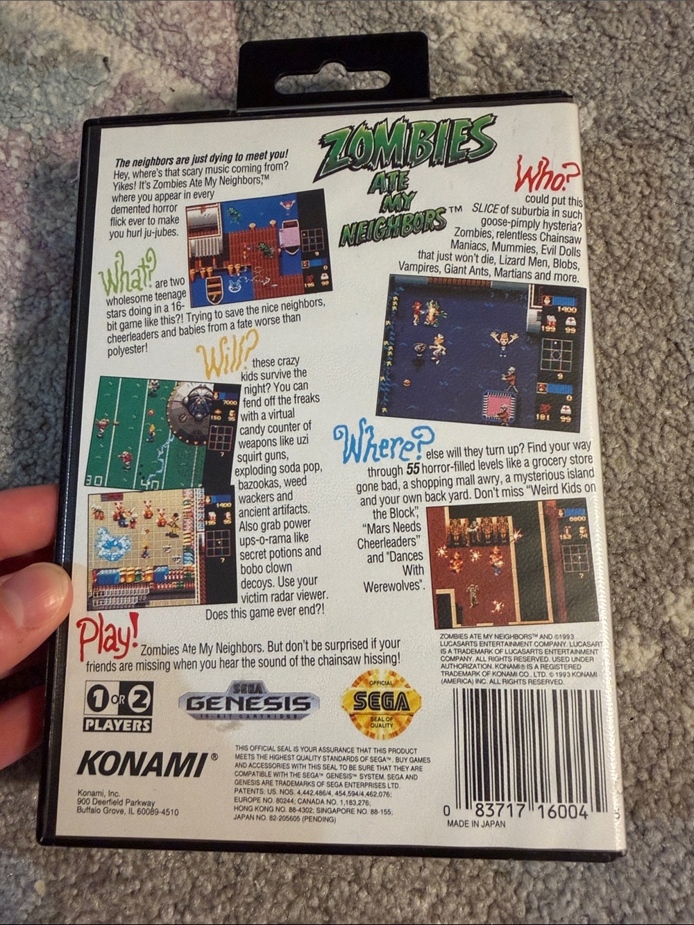 Zombies Ate My Neighbors - Yellow Front Cover Sega Genesis CASE ONLY - Picture 3 of 3